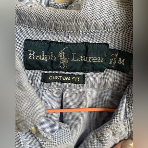 Solid Blue Ralph Lauren Button Down Long Sleeve Shirt - Picture 3 of 6